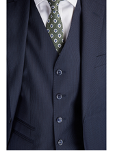 Mens Classic Slim Fit Suit with Pinstripe Waistcoat
